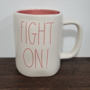 Rae Dunn Pink and Cream 'Fight On!' Mug